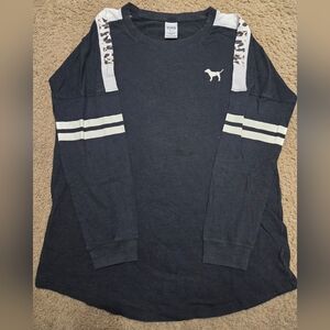 PINK Victoria's Secret Leopard Cheetah Spellout Long Sleeved Tee Flawed